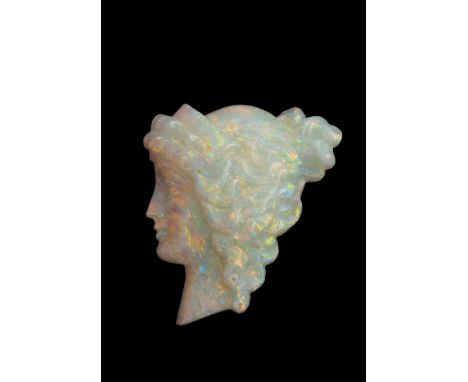 A loose carved opal, carved in relief depicting the profile of a female, approximately 23mm x 18mm, total gross weight approx