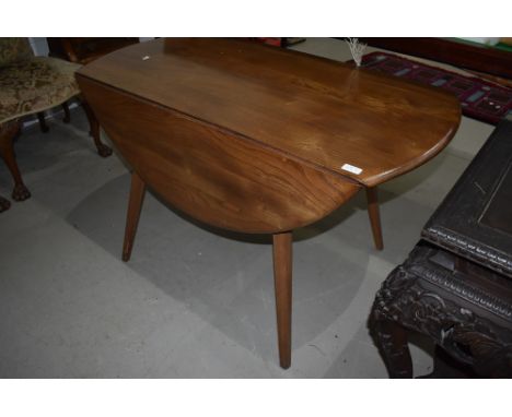 A mid stain Ercol drop leaf (sprung) table on splay legs , width approx 113cm