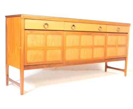 Patrick Lee - Nathan Furniture - Squares Pattern - An original retro vintage 1960s teak wood sideboard credenza comprising of