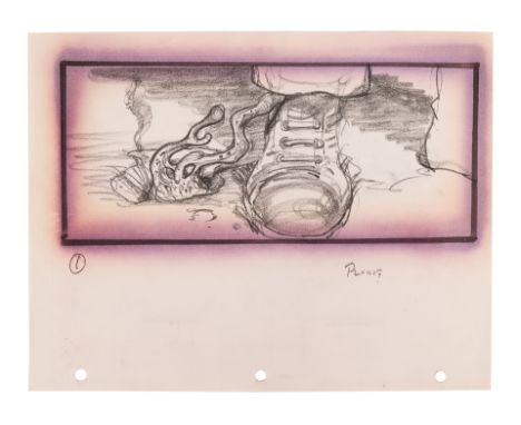 THING, THE - Hand-Drawn Mike Ploog Thing StoryboardA storyboard hand-drawn by Mike Ploog for John Carpenter's sci-fi horror f