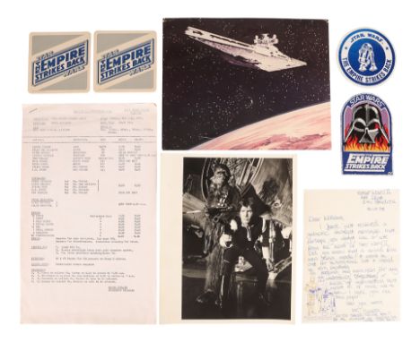 STAR WARS: THE EMPIRE STRIKES BACK (1980) - Call Sheet, Coasters, Crew Patch and Crew Letter from the SetA call sheet and oth