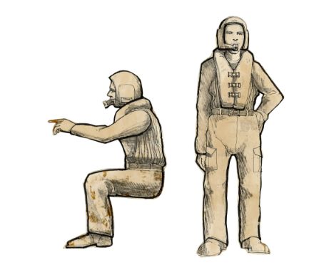 STAR WARS: RETURN OF THE JEDI (1983) - Two Hand-Illustrated Paul Huston AT-ST Driver Cut-OutsTwo AT-ST driver cut-outs hand-i