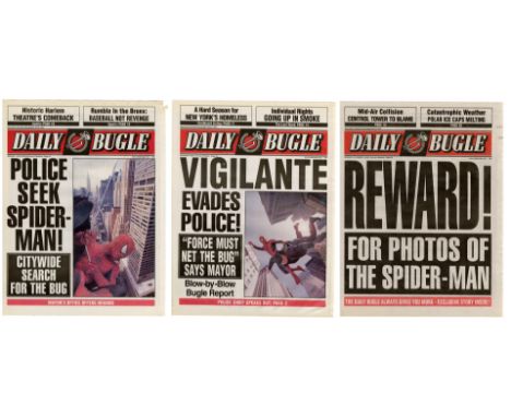 SPIDER-MAN - Set of Three Daily Bugle Newspaper CoversThree Daily Bugle newspaper covers from Sam Raimi's superhero film Spid