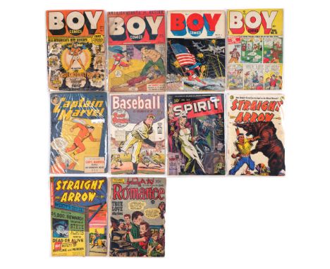 MULTIPLE PUBLISHERS - Will Eisner-Signed Baseball Comics and Spirit Comics with Eight Boy Comics, Straight Arrow, Captain Mar