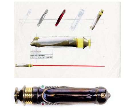 STAR WARS: REVENGE OF THE SITH (2005) - Darth Sidious' (Ian McDiarmid) Alternate-Finish Hero-Style Lightsaber with Printed Co