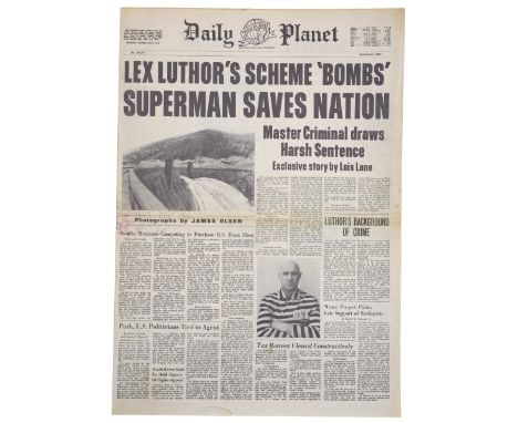 SUPERMAN II - "Lex Luthor's Scheme 'Bombs'" Daily Planet Newspaper CoverA Daily Planet newspaper headlined "Lex Luthor's Sche