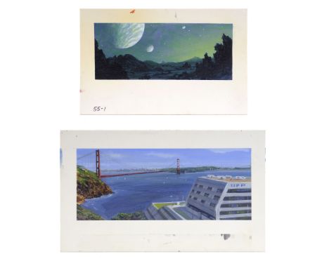 STAR TREK IV: THE VOYAGE HOME - Hand-Painted Vulcan Night and United Federation of Planets Matte Painting Concept ArtHand-pai