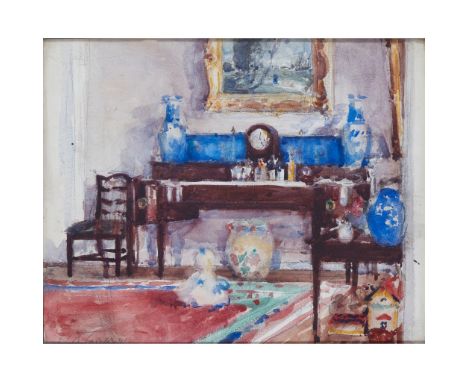 FRANCIS CAMPBELL BOILEAU CADELL R.S.A., R.S.W (SCOTTISH 1883-1937) THE DINING-ROOM AT WESTERDUNES Signed and dated 1911, wate