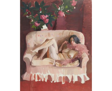 ALEXANDER GOUDIE (SCOTTISH 1933-2004) LA VIE EN ROSE Signed, oil on canvas(152cm x 122cm (60in x 48in))Footnote: Note: The hi