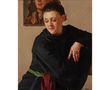 § JOHN AUBREY (ISABELLA MARGARET CHALMERS) R.S.A. (SCOTTISH 1909-1985) PORTRAIT OF A LADY Signed, oil on canvas(61cm x 51cm (
