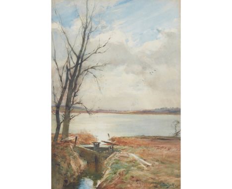 TOM SCOTT (SCOTTISH 1859-1927) THE SLUICE GATE Signed, watercolour(52cm x 36cm (20.5in x 14in))