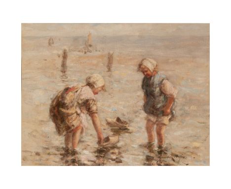 ROBERT GEMMELL HUTCHISON R.B.A., R.O.I., R.S.A., R.S.W. (SCOTTISH 1860-1936) SAILING THE SABOTS Signed, oil on canvas(46cm x 