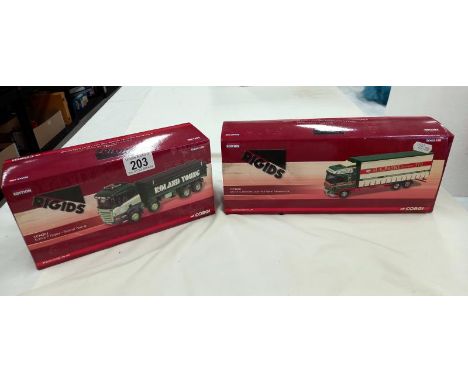 2 boxed Corgi rigids CC 14201 Scania, CC13618 DAF