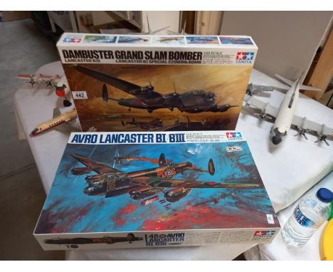 2 Tamiya aircraft model kits, Avro Lancaster and Dambusters grand slam banker