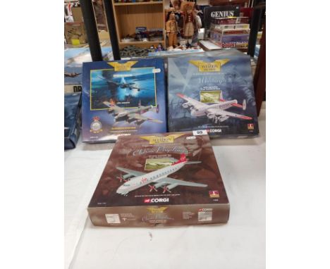 3 boxed corgi aviation archive 47606 Vickers discount, 47304 Dam Busters Lancaster, 47303 Canadian Lancaster
