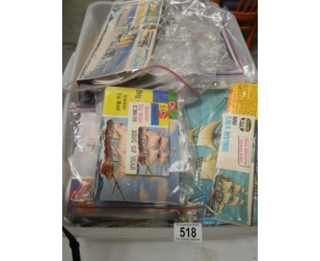 20 plastic sailing ship model kits. No boxes or instructions, unchecked