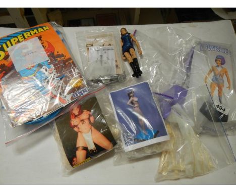 A UFO Moonbase girl model kit and 2 other erotic models and a Superman. No boxes or instructions, unchecked