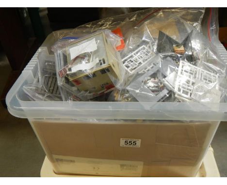 A large quantity of plastic kit model buildings.  No boxes or instructions and unchecked for completeness