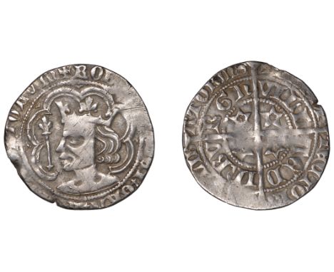 Robert II (1371-1390), Groat, Edinburgh, mm. cross pattée, tressure of six arcs, trefoils in spandrels, star on sceptre handl
