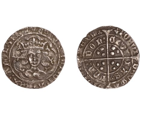 Henry VI (First reign, 1422-1461), Leaf-Trefoil issue, Class A, Groat, London, mm. cross IIIb, leaf on breast and after di an