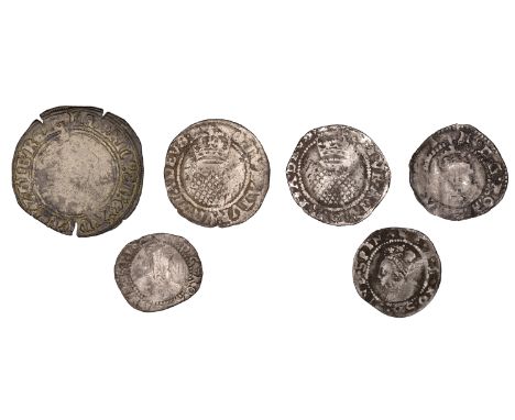 Henry VIII, Posthumous coinage, Halfgroat, Bristol, mm. WS on rev only, 1.26g/12h; Penny, Tower, facing bust, 0.53g/6h (S 241