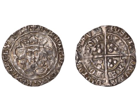 Henry VI (First reign, 1422-1461), Trefoil issue, Class A, Groat, London, mm. cross IIIb on obv. only, leaf on breast, trefoi