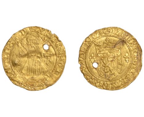James II (1437-1460), Second coinage, Second issue, Lion, type II, mm. crown, crowned shield between lis, rev. St Andrew on c
