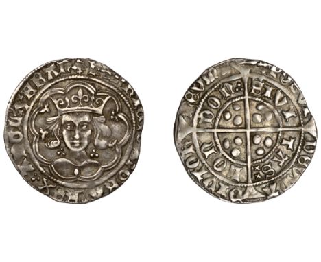 Henry VI (First reign, 1422-1461), Trefoil issue, Class A, Groat, London, mm. cross IIIb, small leaf on breast, trefoils by n