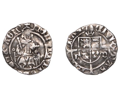 Henry VII (1485-1509), Penny, Sovereign type, Durham, Bp Fox, throne with single pillar, rd at sides of shield, mitre above, 