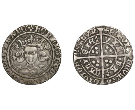 Henry VI (First reign, 1422-1461), Rosette-Mascle issue, Groat, Calais, mm. crosses IIIa/V, saltire after henric, di, gra and