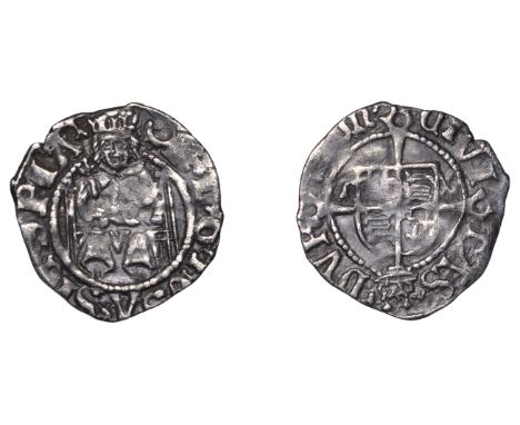 Henry VIII (1509-1547), Second coinage, Penny, Durham, Bp Wolsey, mm. crescent on obv. only, tw by shield, cardinal’s hat bel