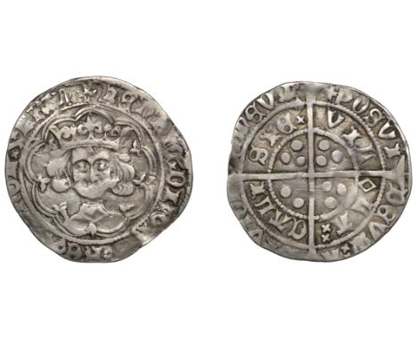 Henry VI (First reign, 1422-1461), Leaf-Mascle issue, Groat, Calais, mm. cross V, leaf on breast x of rex over mascle, mascle