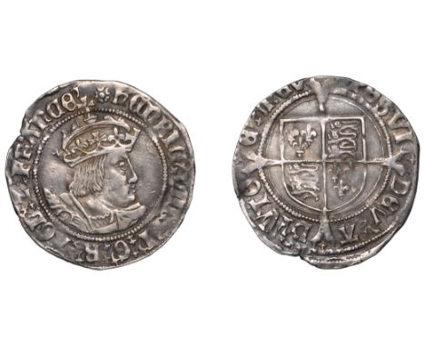 Henry VIII (1509-1547), Second coinage, Groat, Tower, mm. rose, bust B, Greek profile, saltires in cross ends, 2.53g/4h (Whit