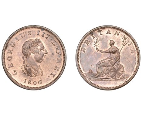George III (1760-1820), Pre-1816 issues, Halfpenny, 1806, laureate bust right, brooch of 8 jewels of which the uppermost is s
