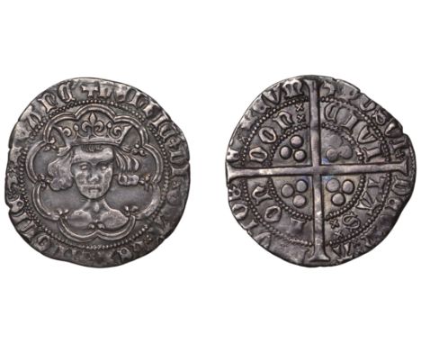 Henry IV or Henry V, Light coinage: Secondary series, Groat, class B2a, mm. cross pattée, ‘scowling’ bust, weak star on right