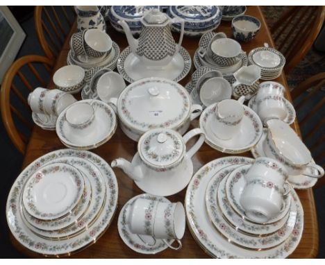 A PARAGON 'BELINDA' DESIGN DINNER AND TEA SERVICE and an Adams brown and white tea set