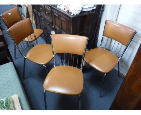 A SET OF FOUR VINTAGE 1970'S 'KERON' CHROME FRAMED KITCHEN CHAIRS
