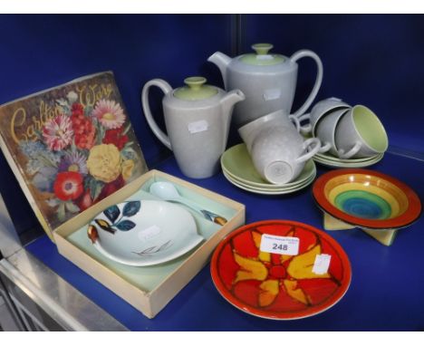 A CARLTONWARE BOWL on triform stand with radiating banded decoration, a Poole teaset and other items