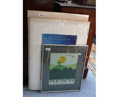 R DANIELL: 'East Cliff, West Bay, No. 65/75 and two other similar prints and a print by Michael Jack (4)