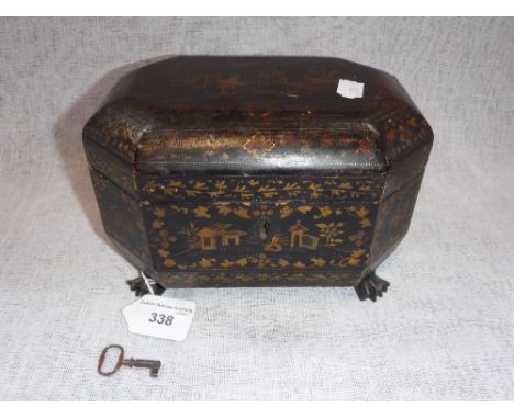 A CHINESE EXPORT WARE TEA CADDY with all over gilt decoration