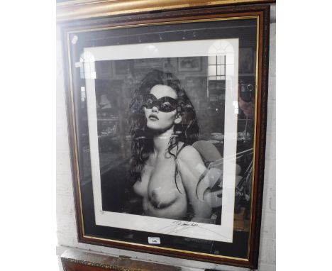 ROBERT (BOB) CARLAS CLARKE: AN ILFORD LIMITED EDITION, signed photographic print, masked nude study (possibly Kate Moss)