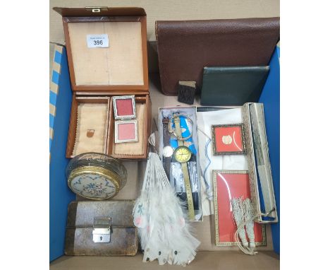 A selection of collectable items; Ladies Tissot watch, vintage fans &amp; Leather satchels 