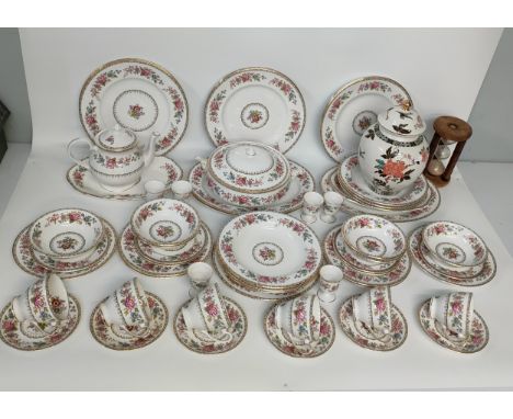 A Large Royal Grafton tea / dinner service, old Foley temple jar &amp; a vintage sand timer 