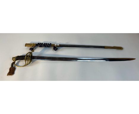 A Saxony infantry officer's sword with initials CS with fitted scabbard [103cm] 