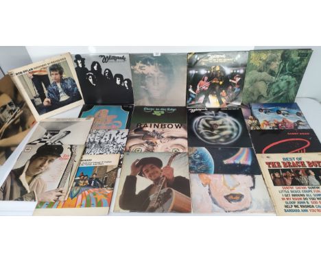 A collection of LP records; John Lennon, Rainbow, the beach boys &amp; Bob dylan 