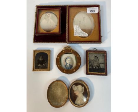 A Collection of Ambrotype Victorian portraits &amp; Victorian hand painted portraits  ; Isabel Summer with siblings dated 184