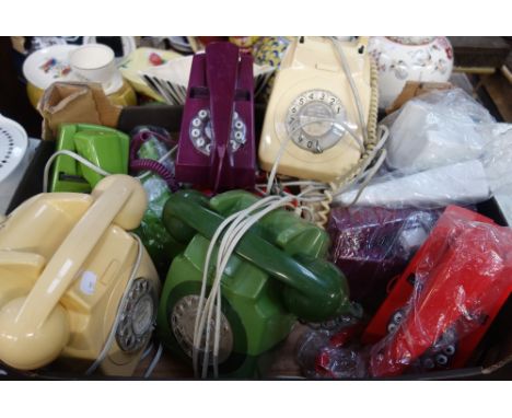 A COLLECTION OF VINTAGE TRIM PHONES, in various colours and other vintage telephones