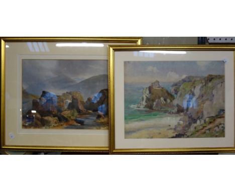 AN EARLY 20TH CENTURY WATERCOLOUR of a Cornish village street and a further collection of 19th Century and later watercolours