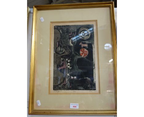DICK SWIFT (UNITED STATES 1918-2010): "The Masquerade", intaglio print, 3/100