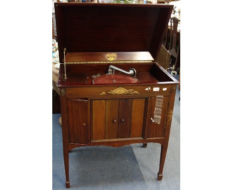 A 1920'S MAHOGANY CASED COLUMBIA "GRAFONOLA" console cabinet gramophone, 76cm wide
